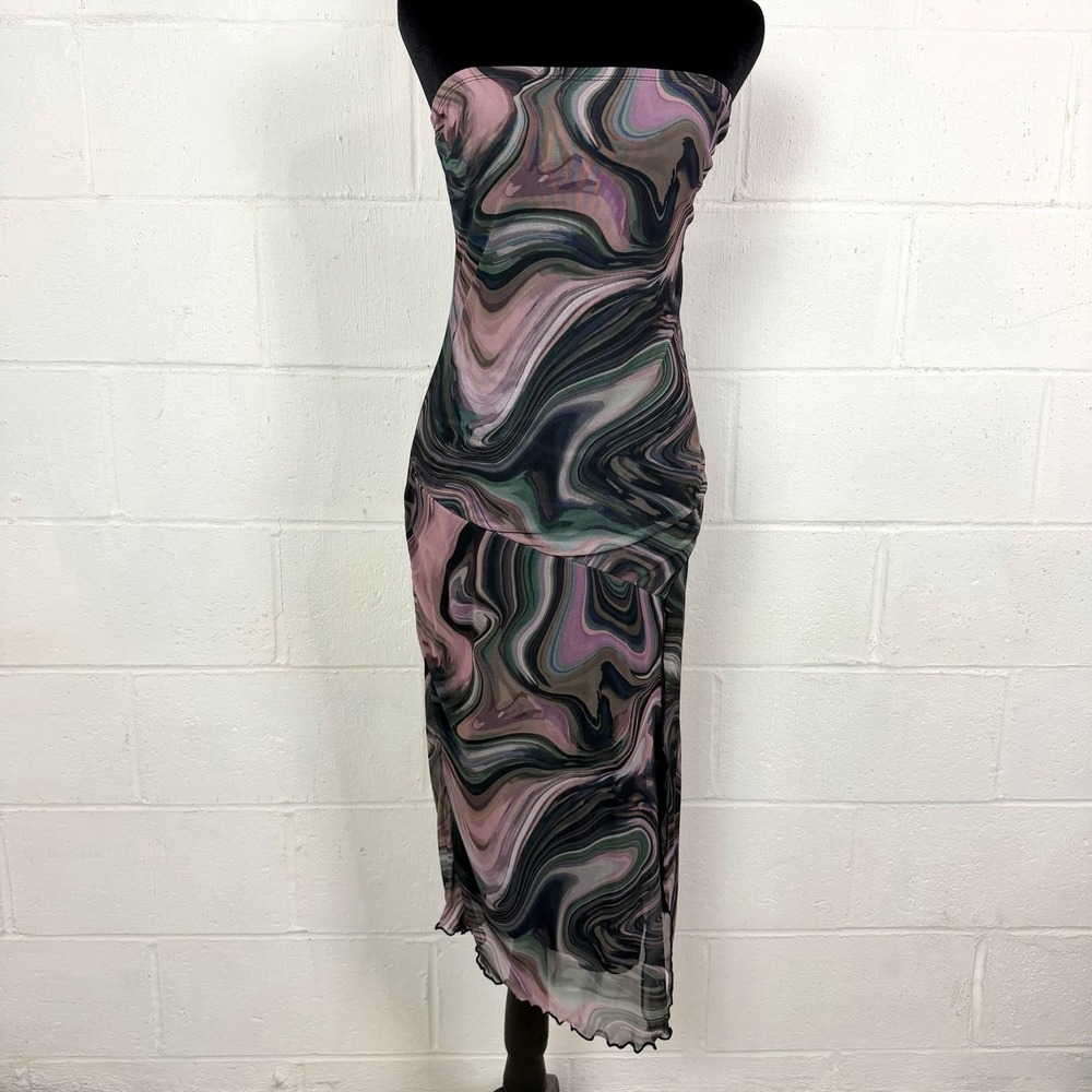 Caution to the Wind Fitted Dress Asymmetric Mesh Purple Dark Fairy Whimsigoth XS
